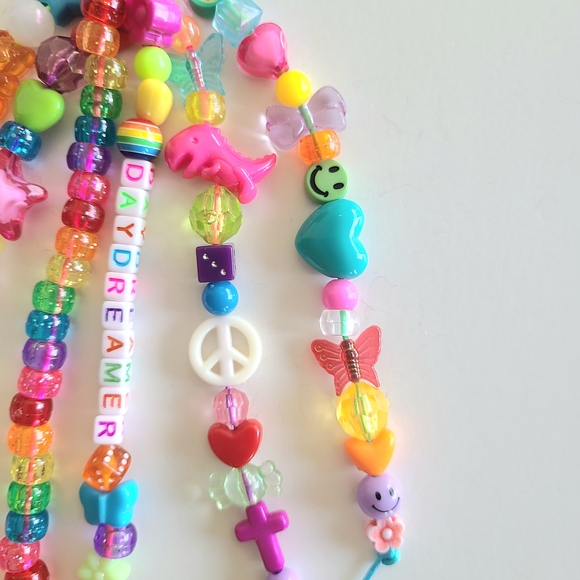 Rainbow Beaded Keychain with Blue Clasp - Picture 6 of 9